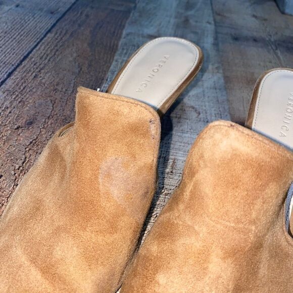 Veronica Beard Women’s Size 7M Suede Mules Heels Camel miriam - Picture 9 of 12